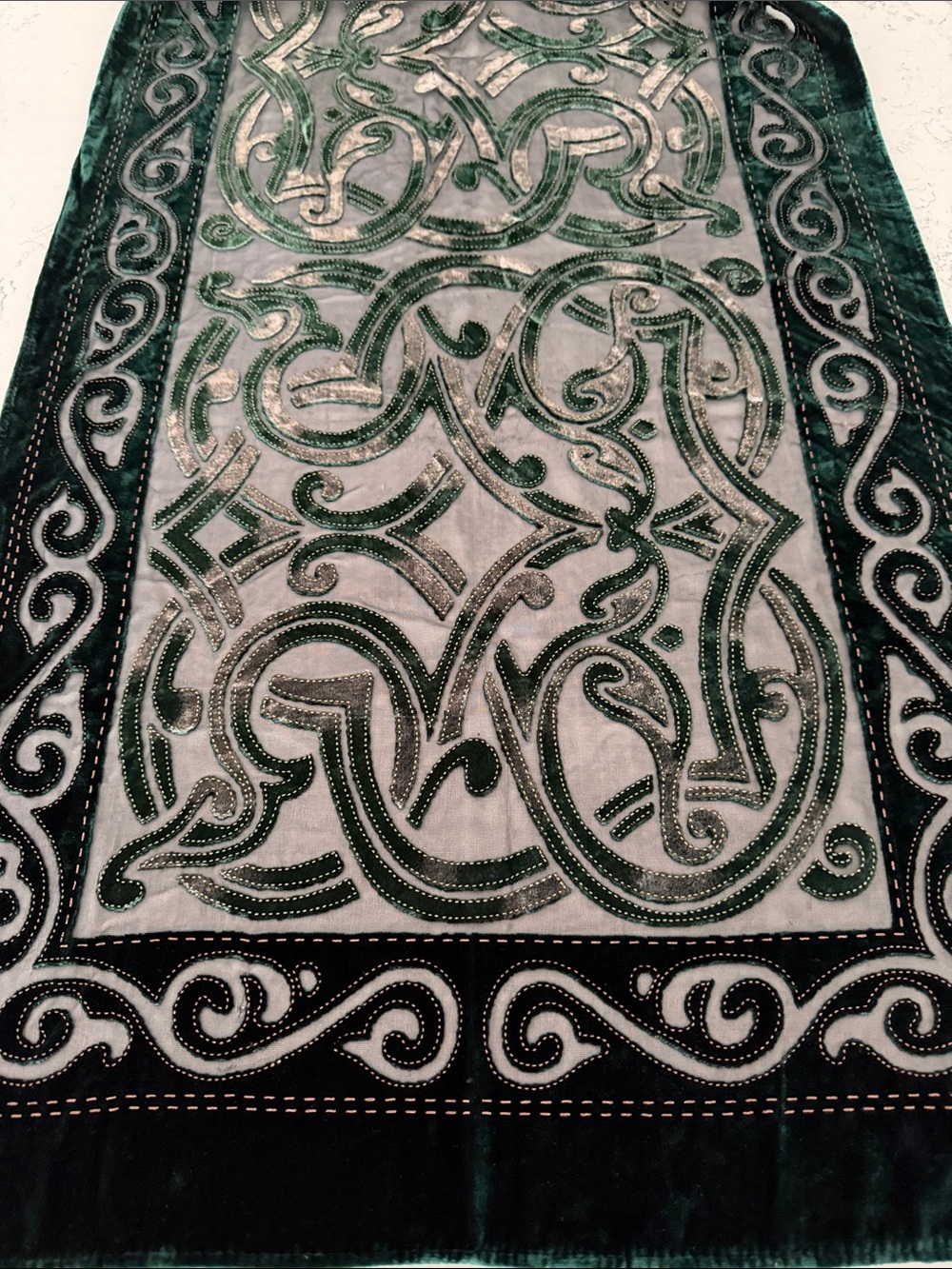 Avenue Emerald Green Velvet Embellished Wrap Scarf